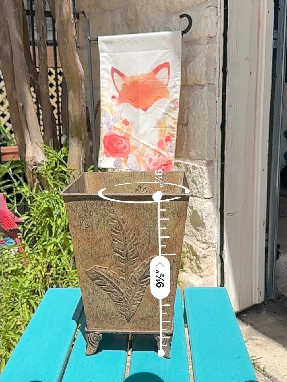 Decorative Brown Metal Planter with Leaf Motif